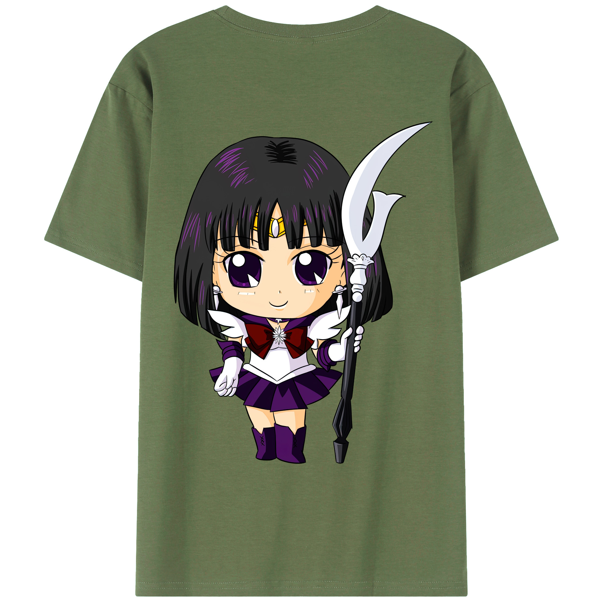 （画像用） 美少女戦士セーラームーン 土萠ほたる Sailor Moon Tomoe Hotaru （セーラーサターン；Sailor Saturn） 綿100％ メンズ半袖Tシャツ（バックプリント） 通気性